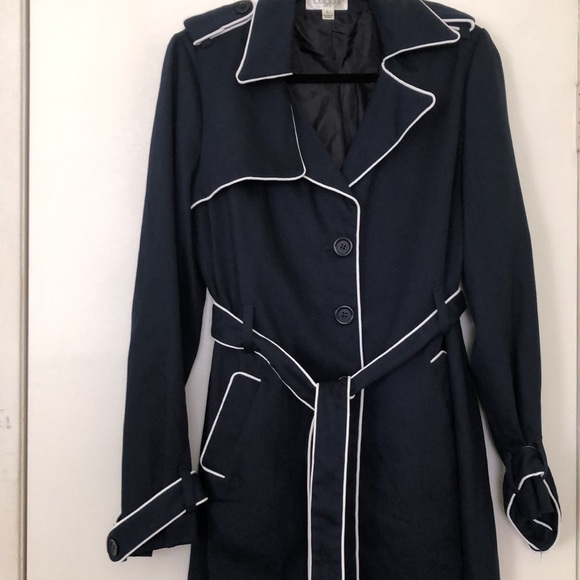 Studio by JPR Jackets & Blazers - Studio by JPR Dark Blue Trench Coat with White Accents